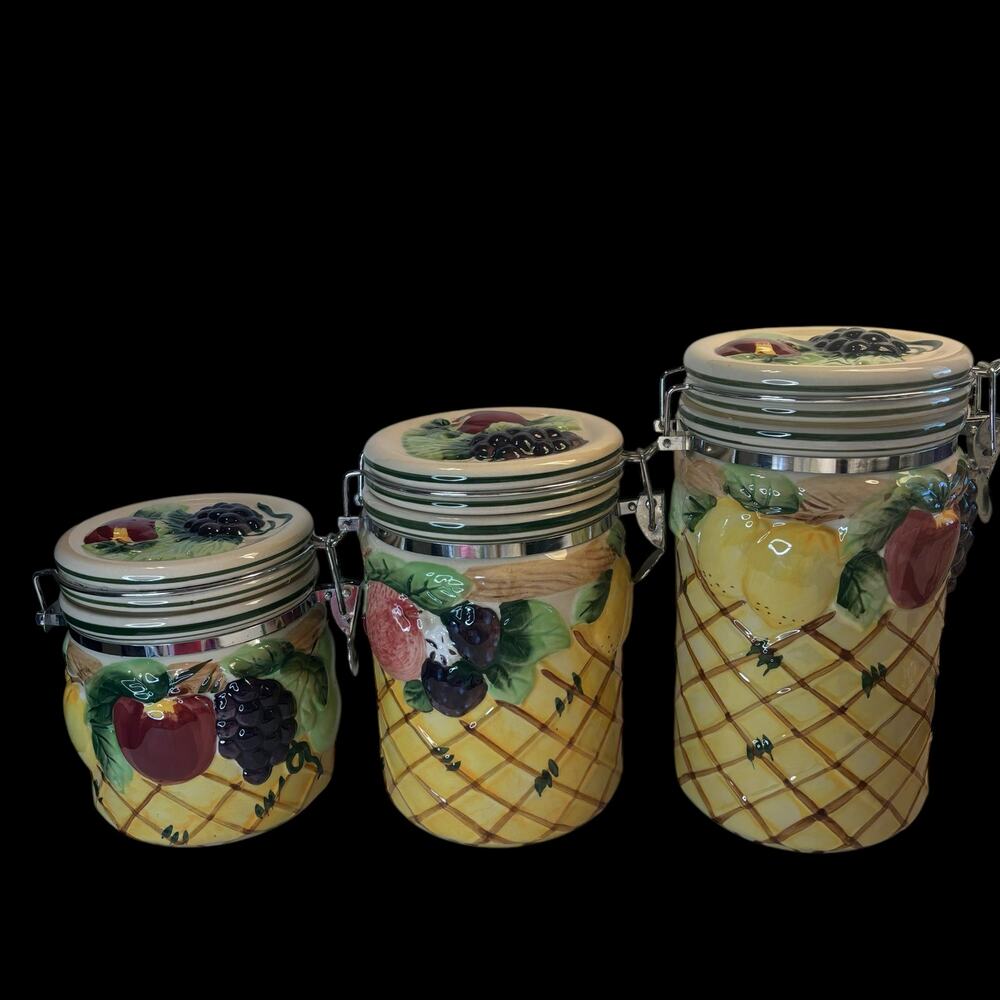 Vintage Fruit Canister 3 Piece Set